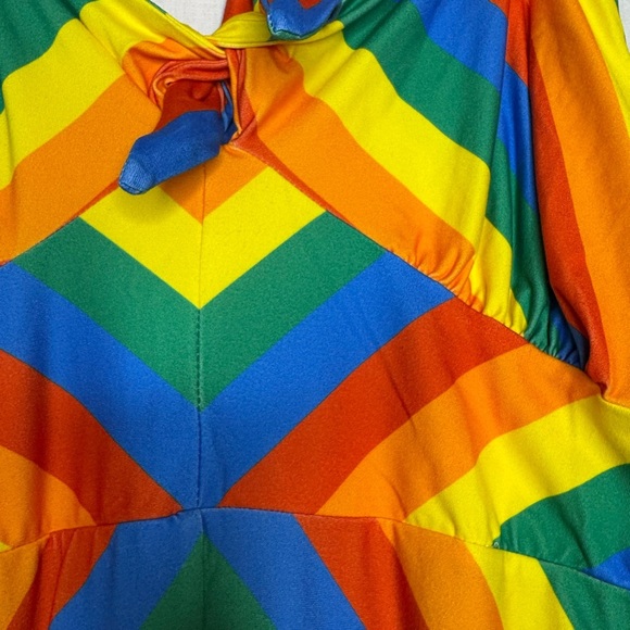 ModCloth Rainbow Stripe Halter Dress Knot Keyhole Detail Summer Festival - Picture 8 of 10